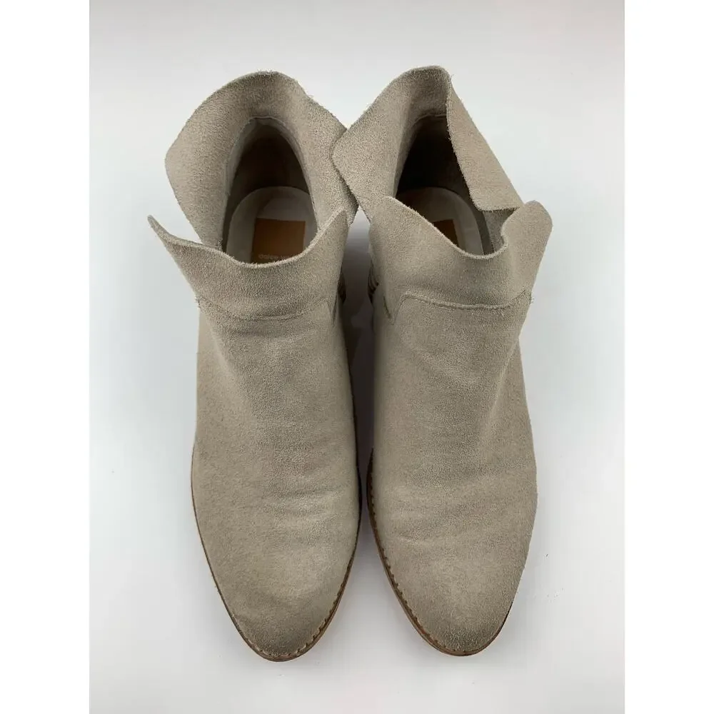 Dolce Vita Beige Suede Booties Slip On Ankle Boots Women's 8 Boho Western